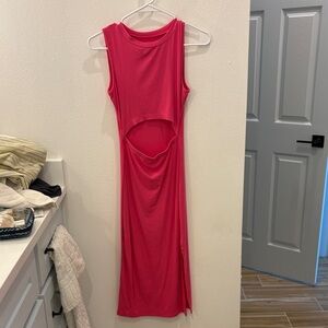 Sleeveless Cutout Maxi Dress in Fuchsia